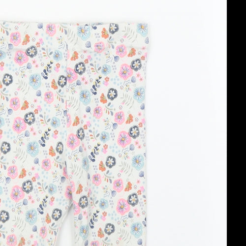 TU Girls Beige Floral  Capri Leggings Size 6-9 Months