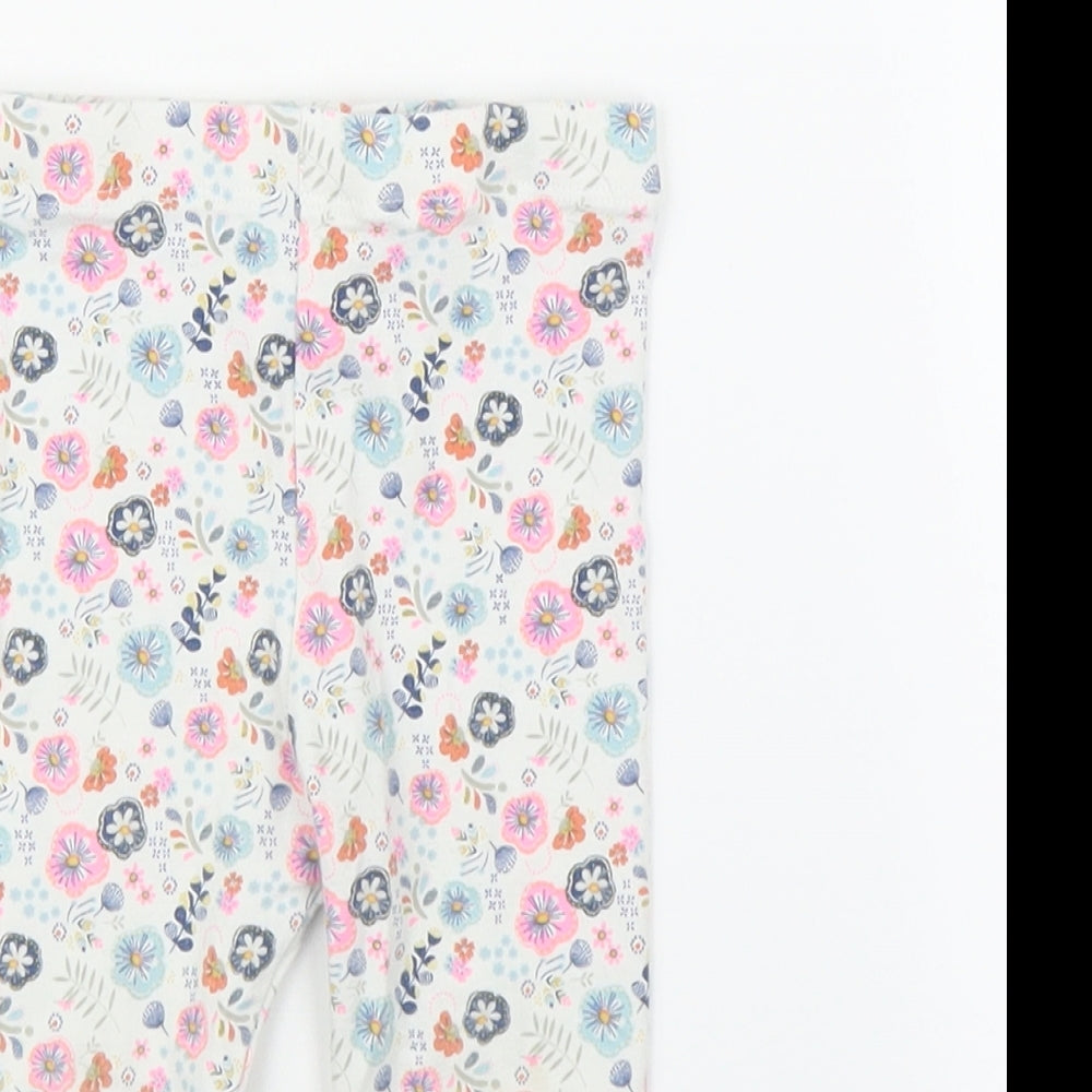 TU Girls Beige Floral  Capri Leggings Size 6-9 Months
