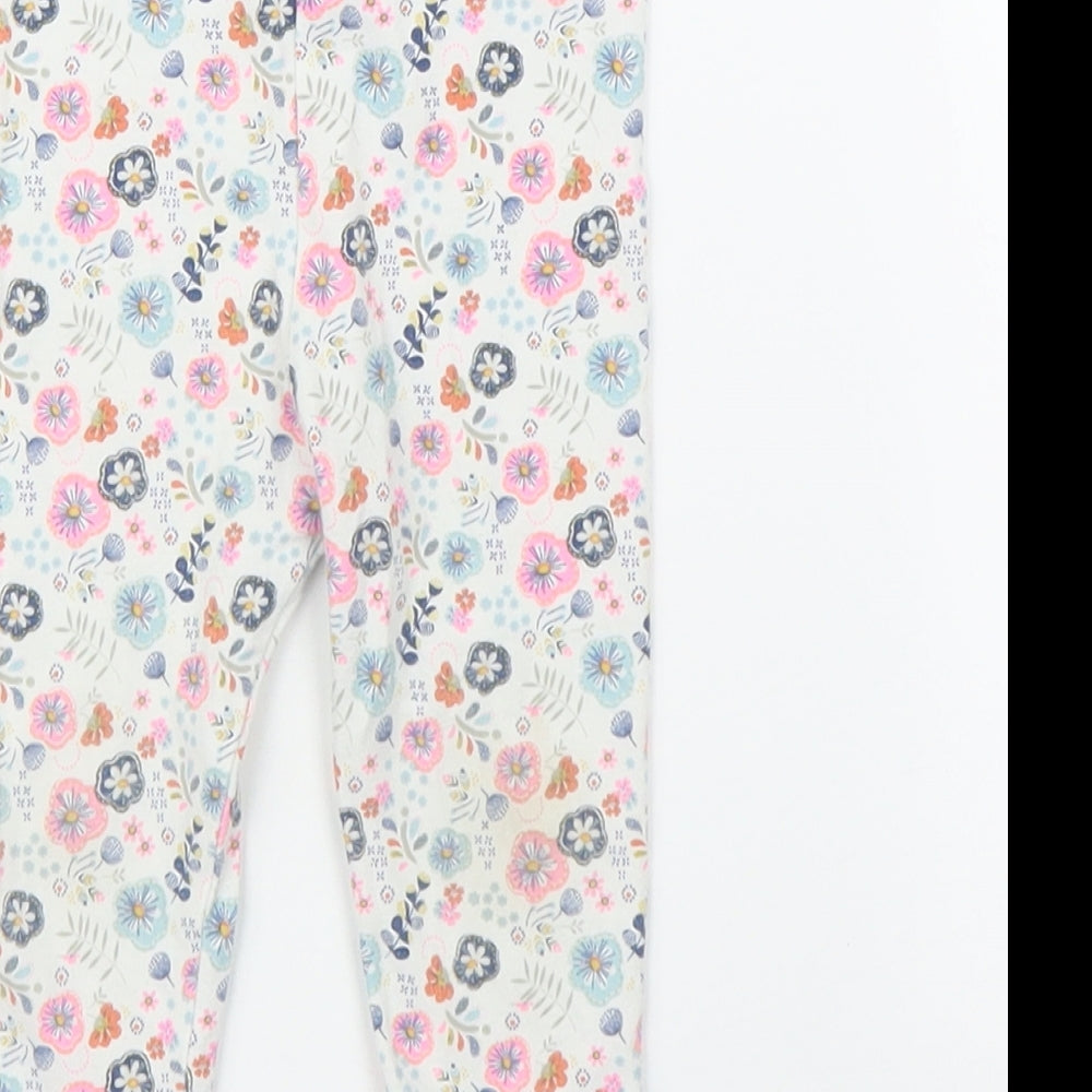 TU Girls Beige Floral  Capri Leggings Size 6-9 Months