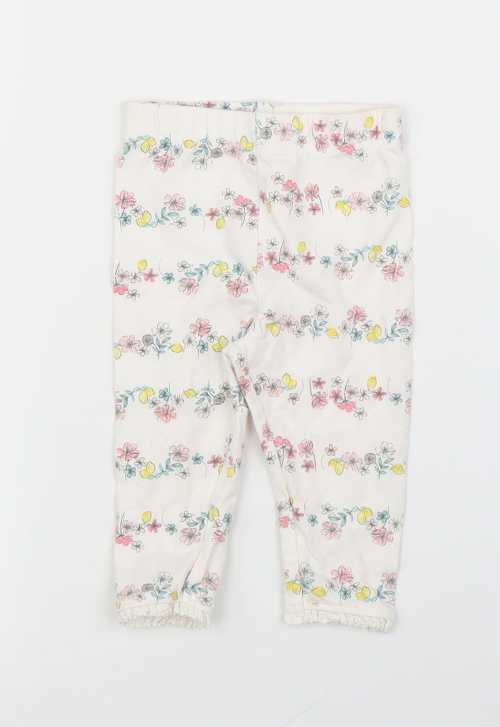 George Girls Beige Floral  Capri Leggings Size 3-6 Months