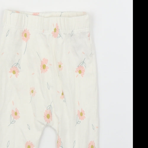 George Girls Beige Floral  Capri Leggings Size 3-6 Months