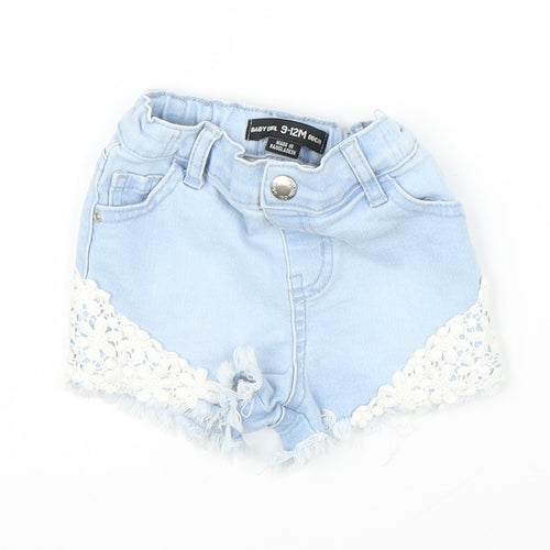 Primark Girls Blue  Denim Capri Trousers Size 9 Months  - Shorts