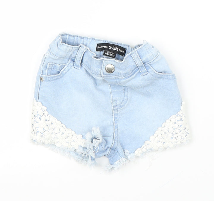 Primark Girls Blue  Denim Capri Trousers Size 9 Months  - Shorts