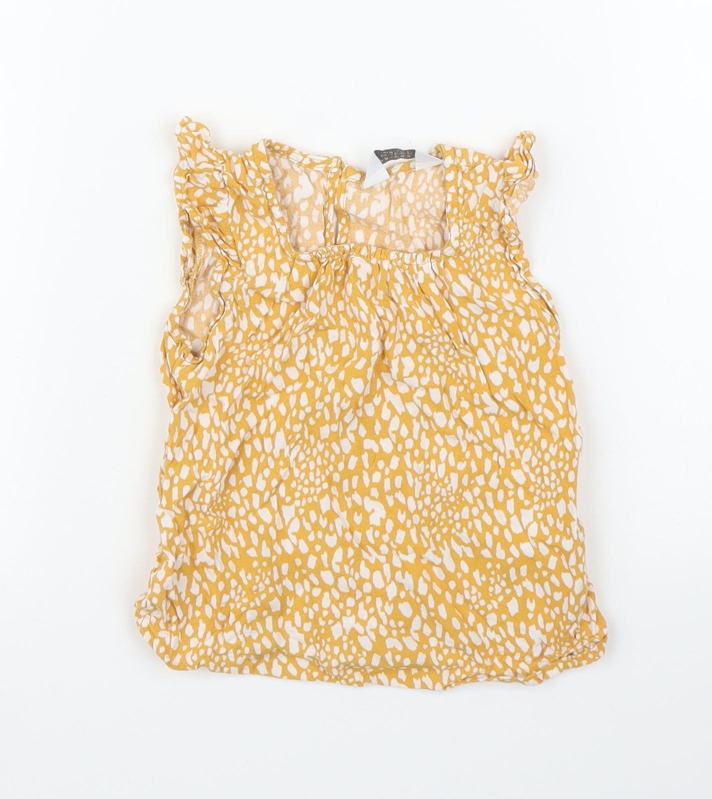 Primark Girls Yellow Animal Print  Basic Blouse Size 3-4 Years