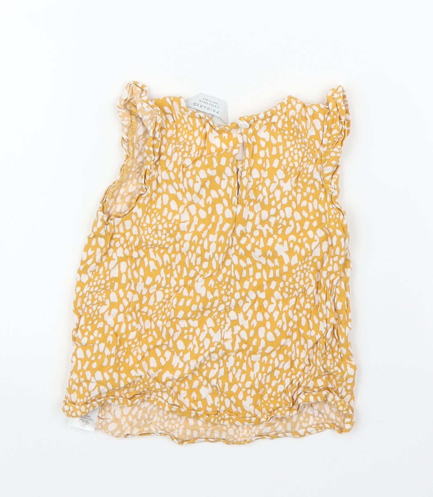Primark Girls Yellow Animal Print  Basic Blouse Size 3-4 Years