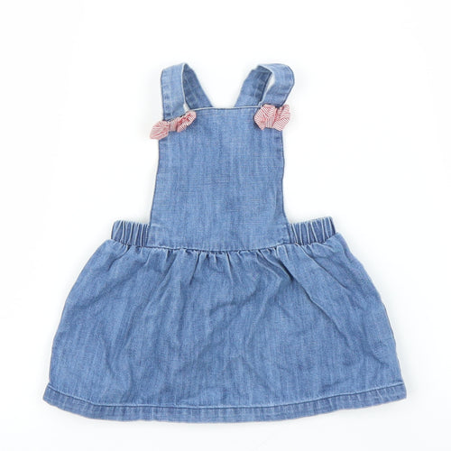 Matalan Girls Blue  Denim Pinafore/Dungaree Dress  Size 0-3 Months