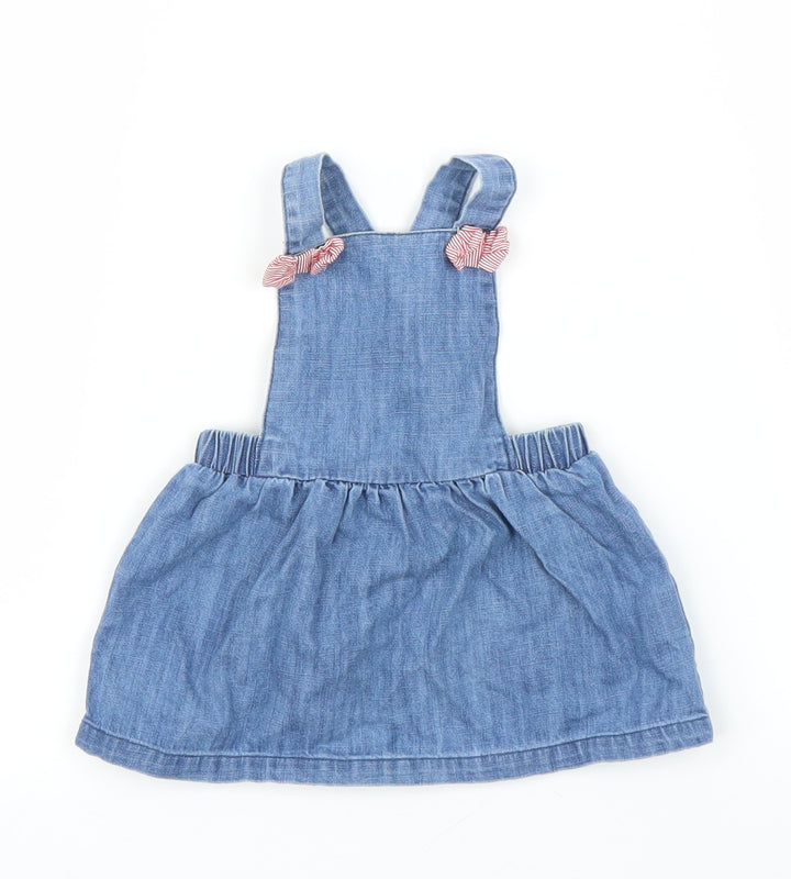 Matalan Girls Blue  Denim Pinafore/Dungaree Dress  Size 0-3 Months