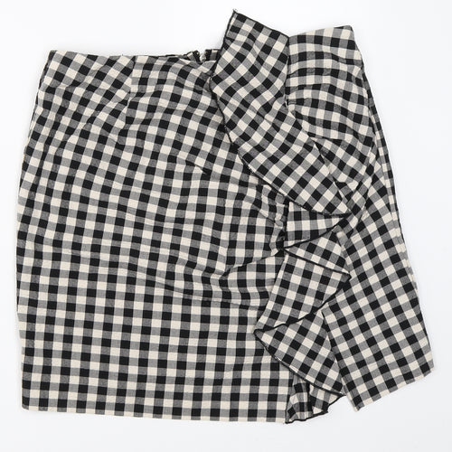 H&M Womens Black Check  Mini Skirt Size 42