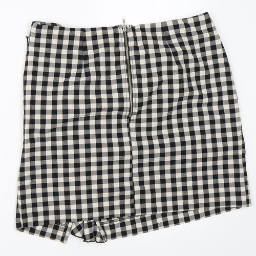 H&M Womens Black Check  Mini Skirt Size 42