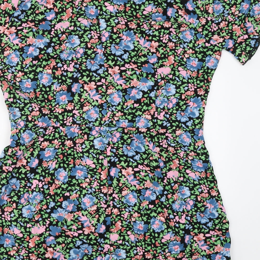 Boohoo Womens Black Floral  Fit & Flare  Size 18