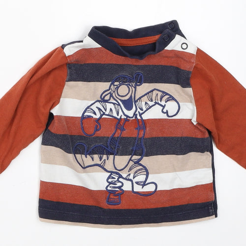 Disney Baby Boys Orange Striped  Basic T-Shirt Size 3-6 Months  - tigger