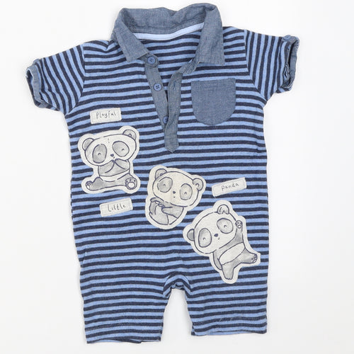 George Boys Blue Striped  Romper One-Piece Size 6-9 Months