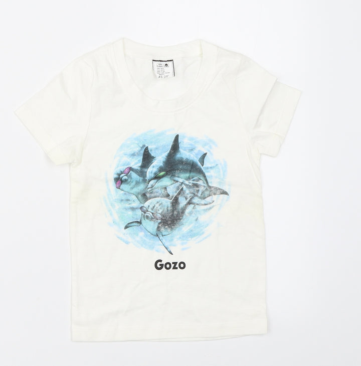 Preworn Boys White   Basic T-Shirt Size XS  - dolphin