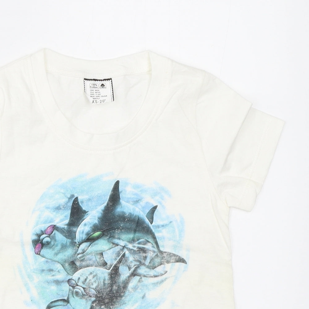 Preworn Boys White   Basic T-Shirt Size XS  - dolphin
