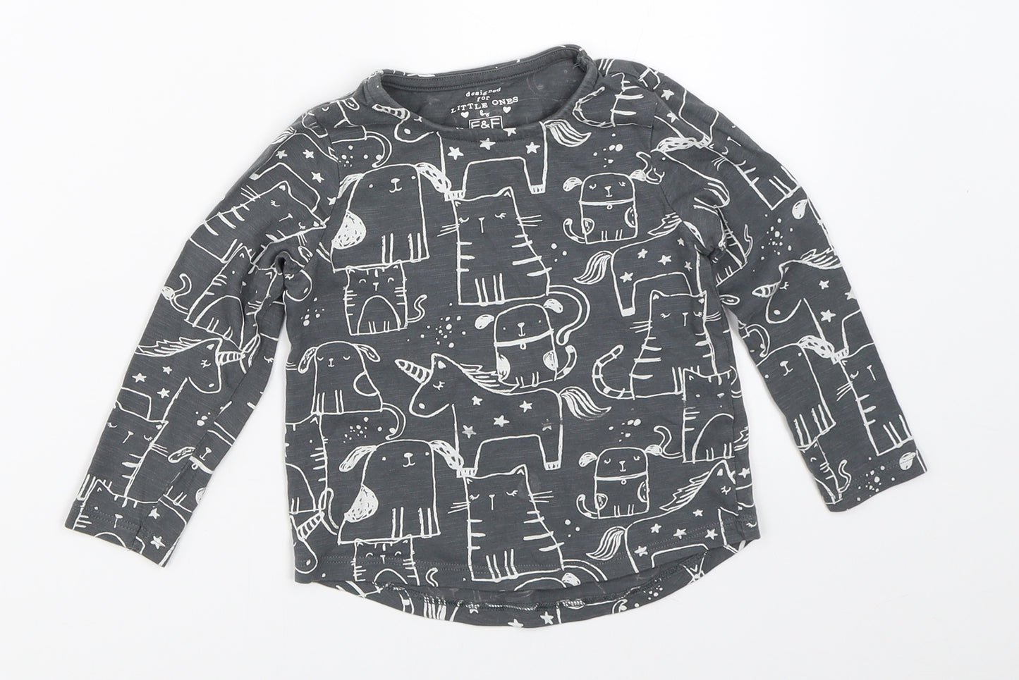 F&F Girls Grey   Basic T-Shirt Size 12-18 Months