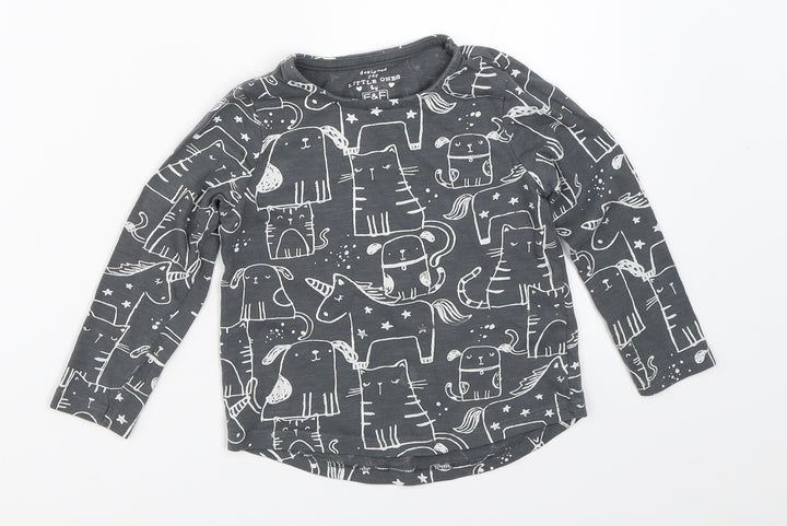 F&F Girls Grey Basic T-Shirt Size 12-18 Months