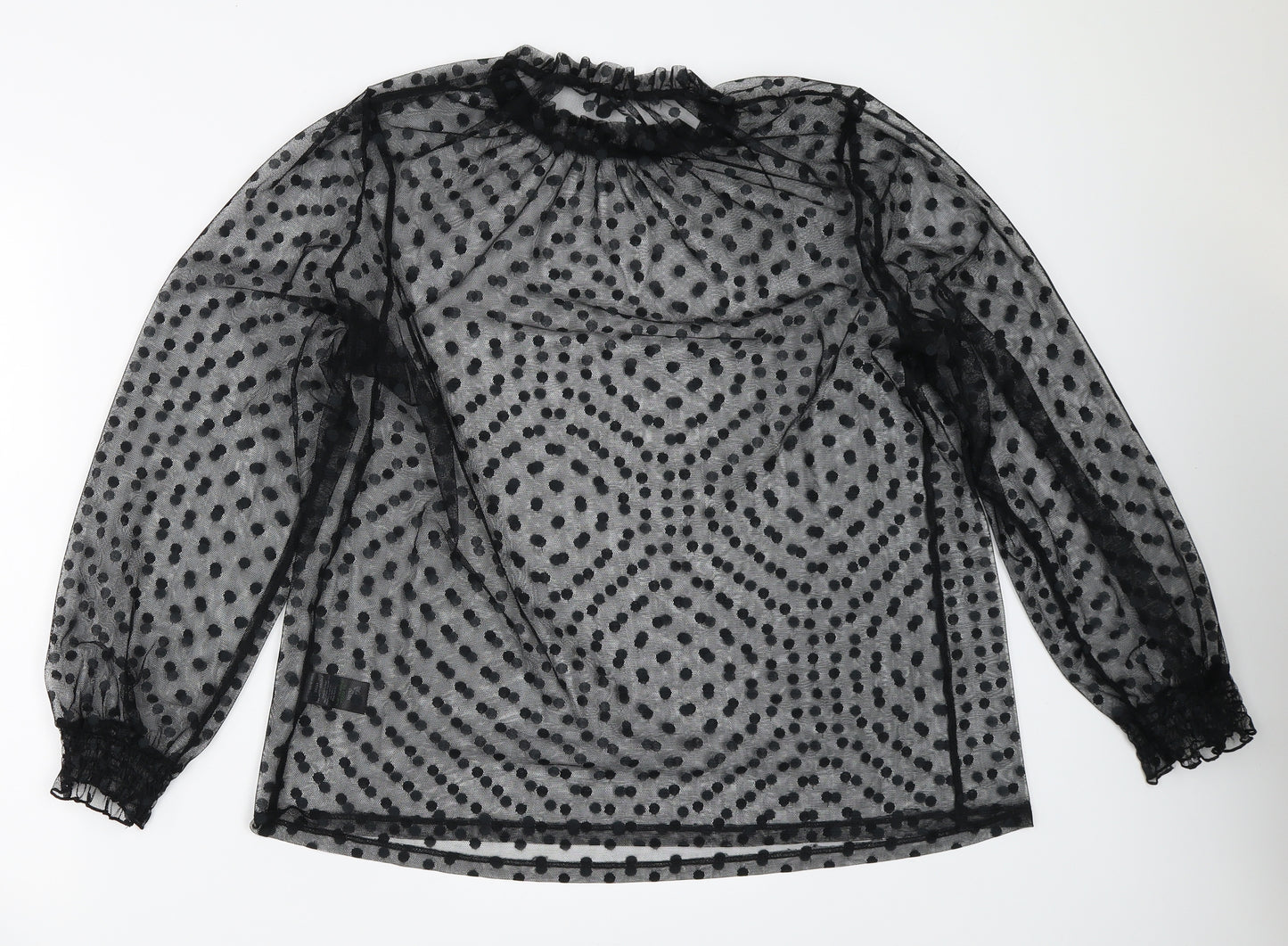 Papaya Womens Black Polka Dot  Basic Blouse Size 16