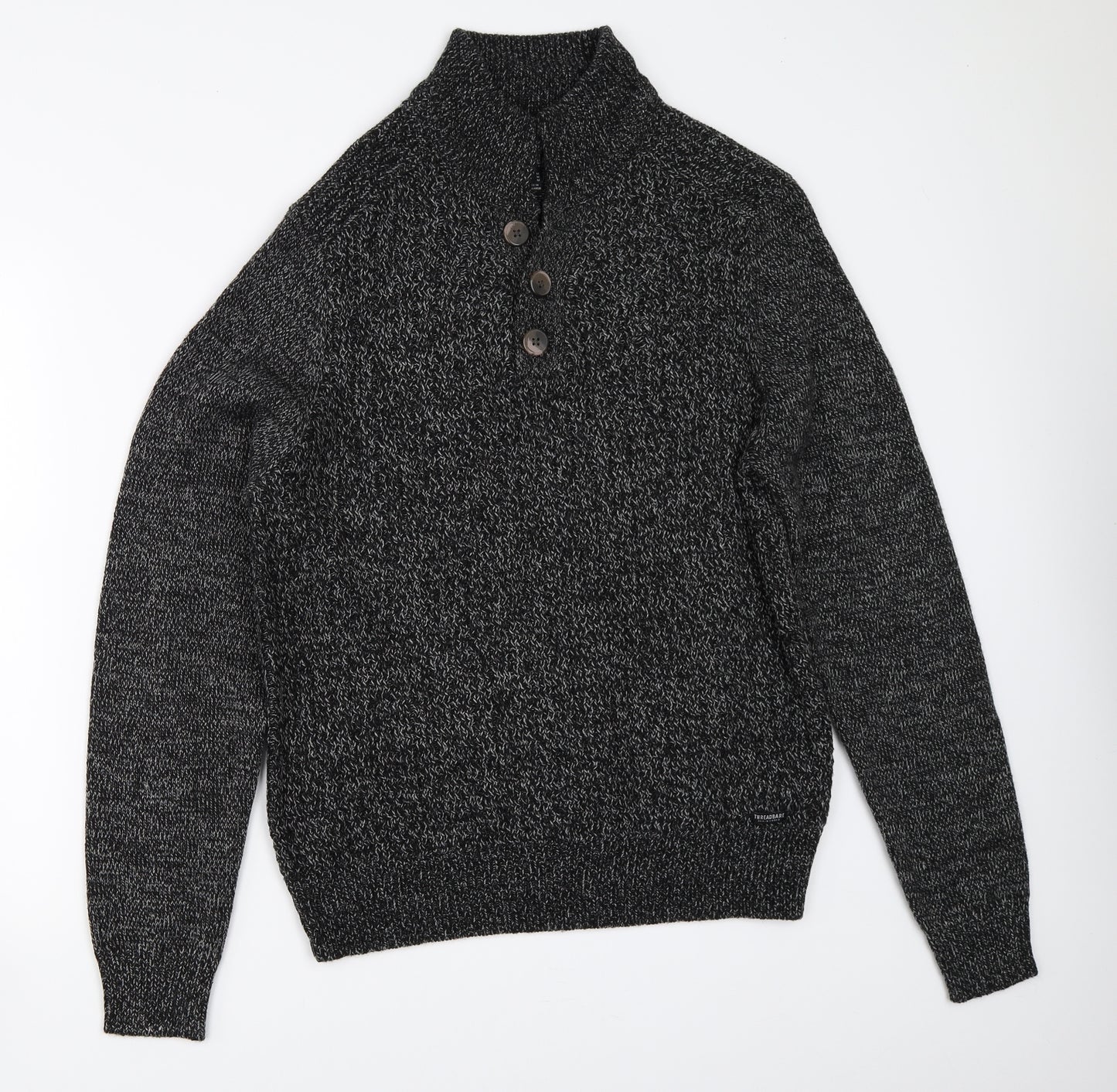 Threadbare Mens Grey   Henley Jumper Size M