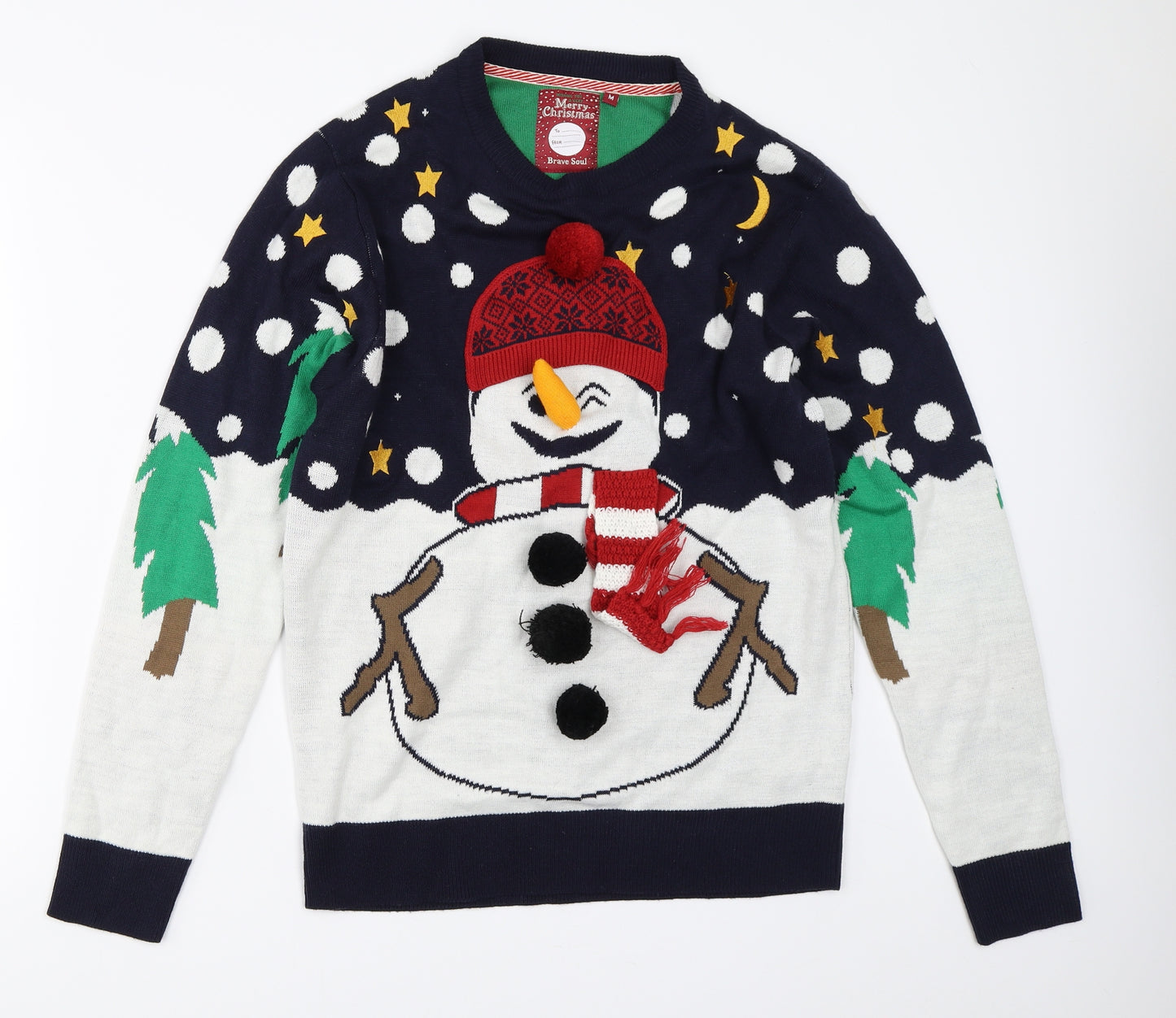 Brave Soul Mens Blue   Pullover Jumper Size M  - Christmas jumper