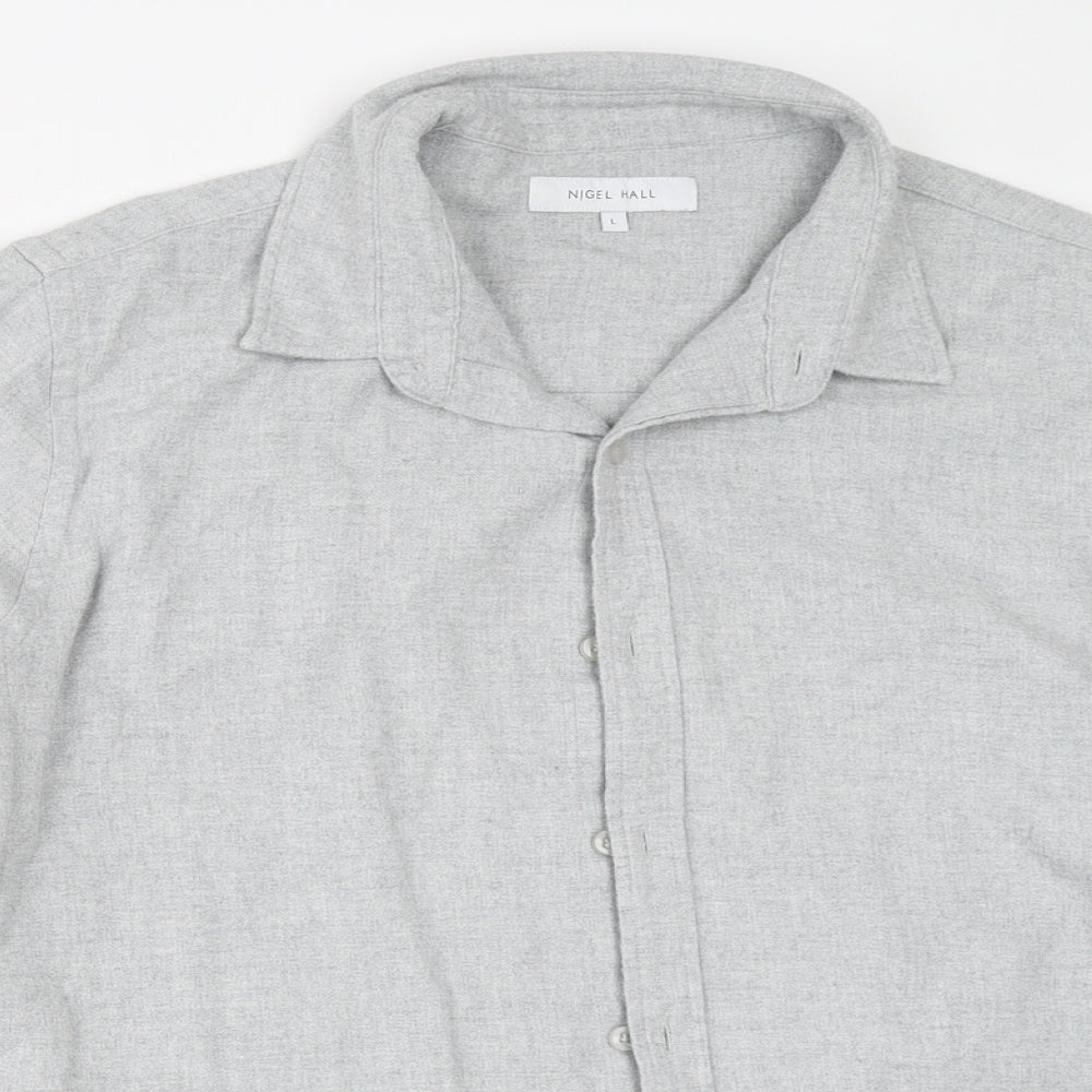 Nigel Hall Mens Grey    Button-Up Size L