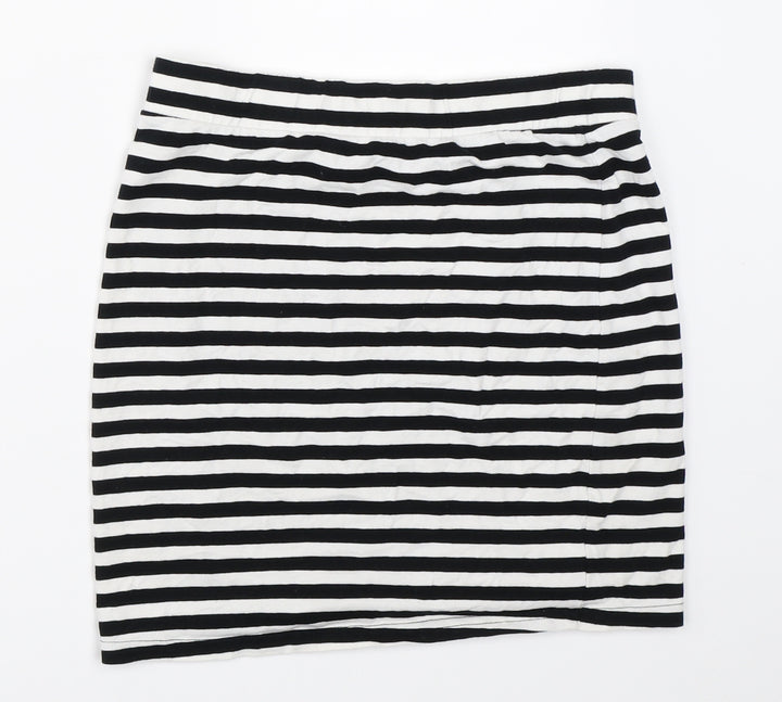 H&M Womens Black Striped Mini Skirt Size S