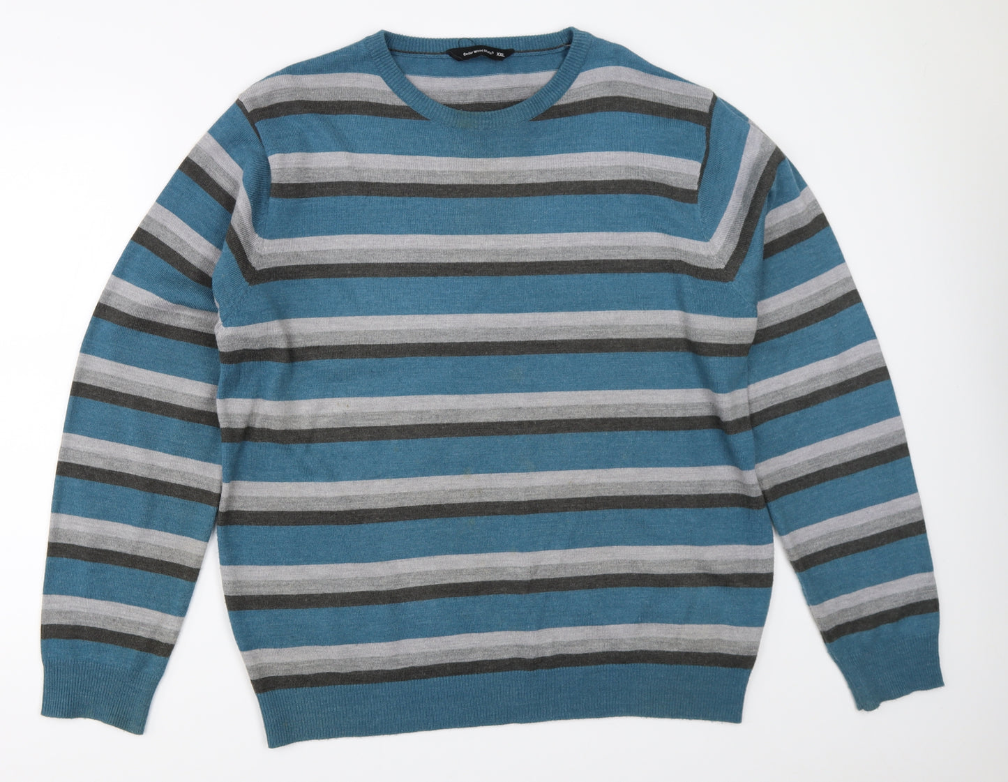 Cedar Wood State Mens Blue Striped  Pullover Jumper Size 2XL