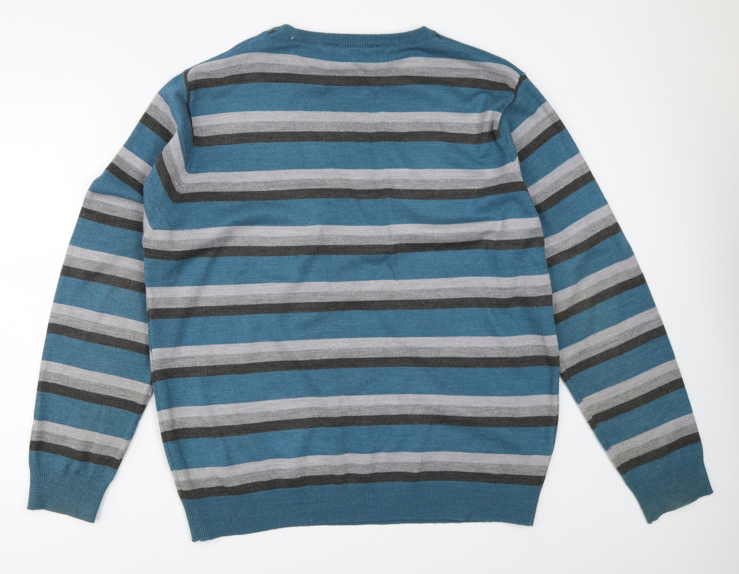 Cedar Wood State Mens Blue Striped  Pullover Jumper Size 2XL