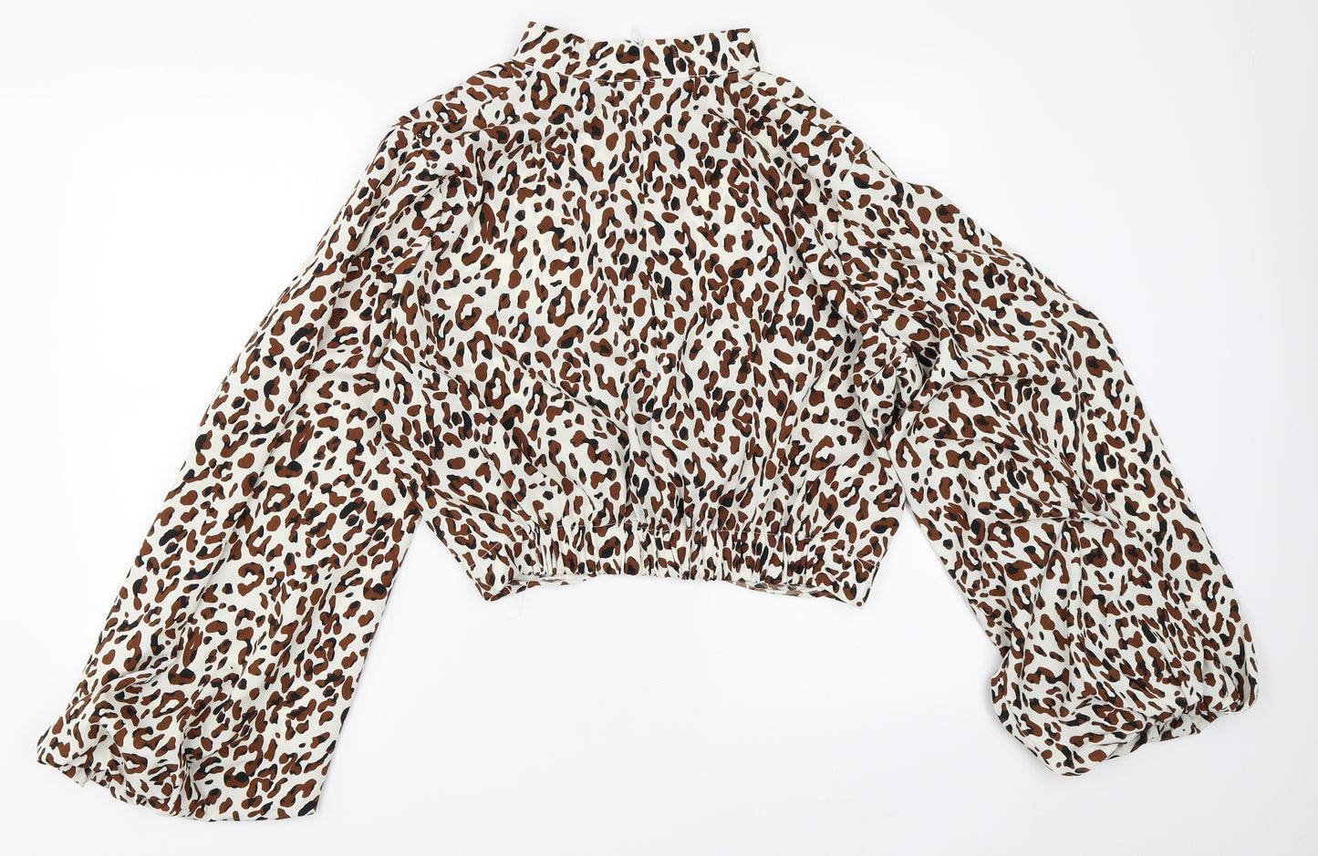 Luzabelle Womens Beige Animal Print  Basic Blouse Size M