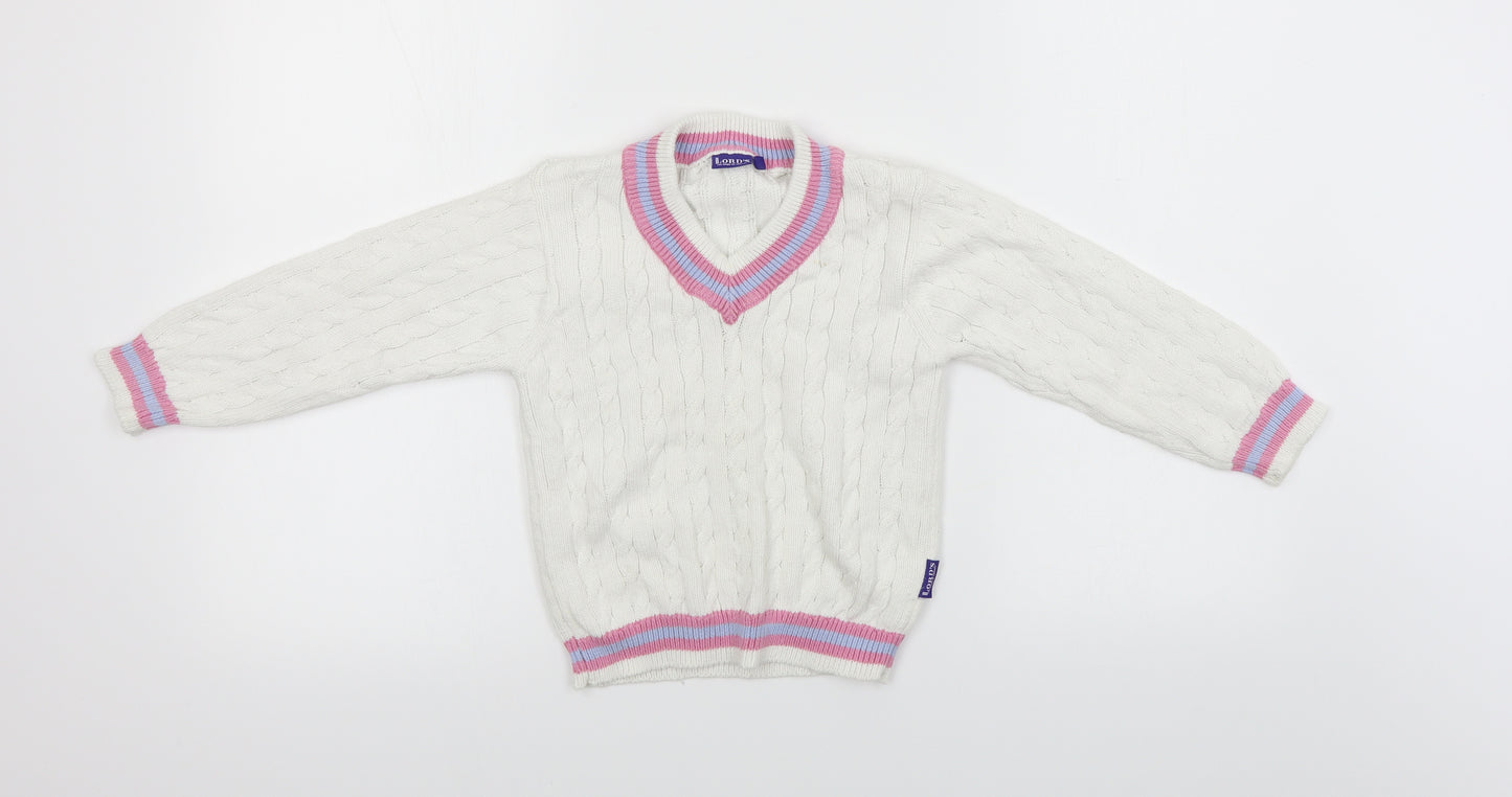 lords Boys White   Pullover Jumper Size 5-6 Years