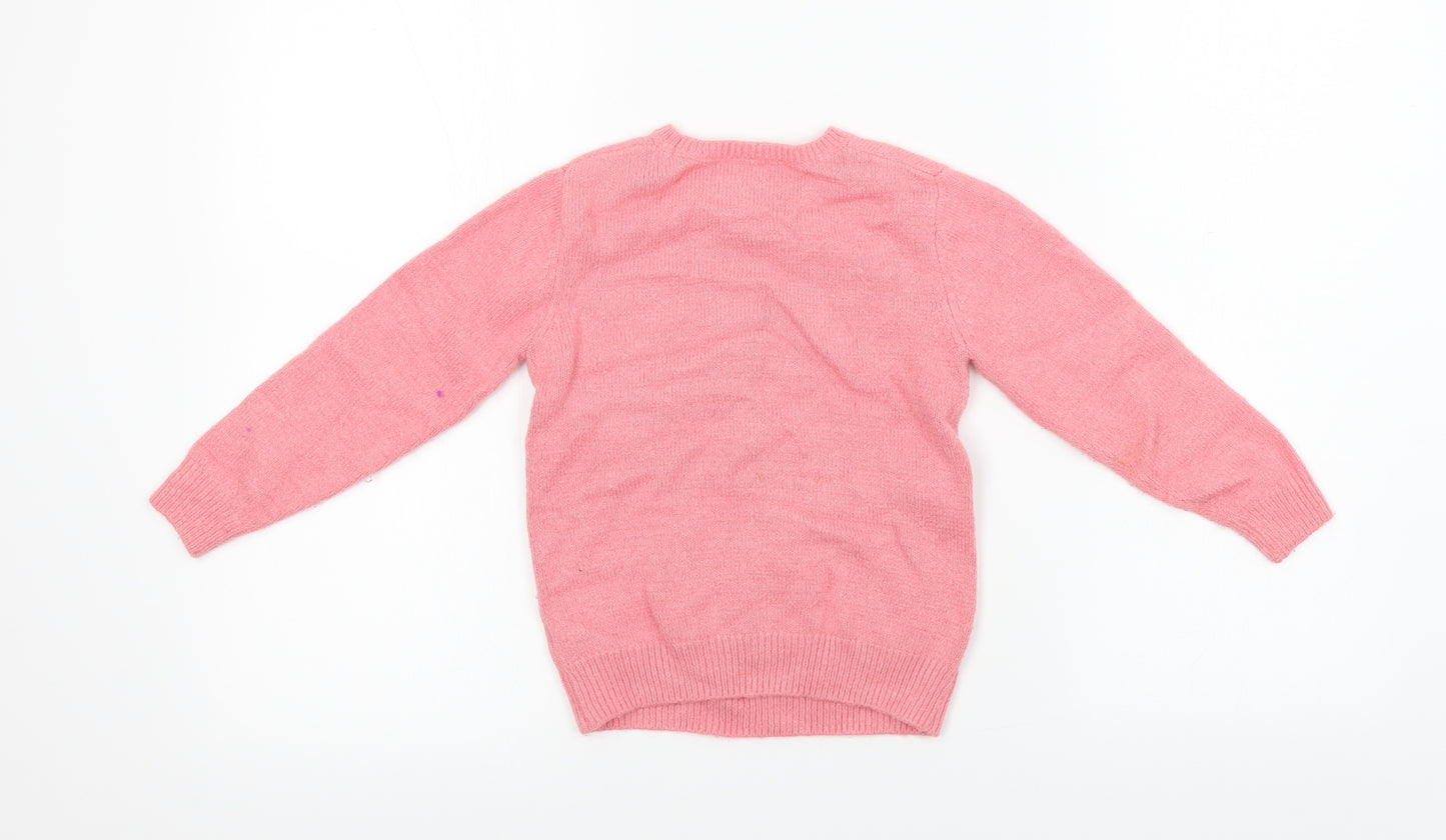 F&F  Girls Pink   Pullover Jumper Size 5-6 Years