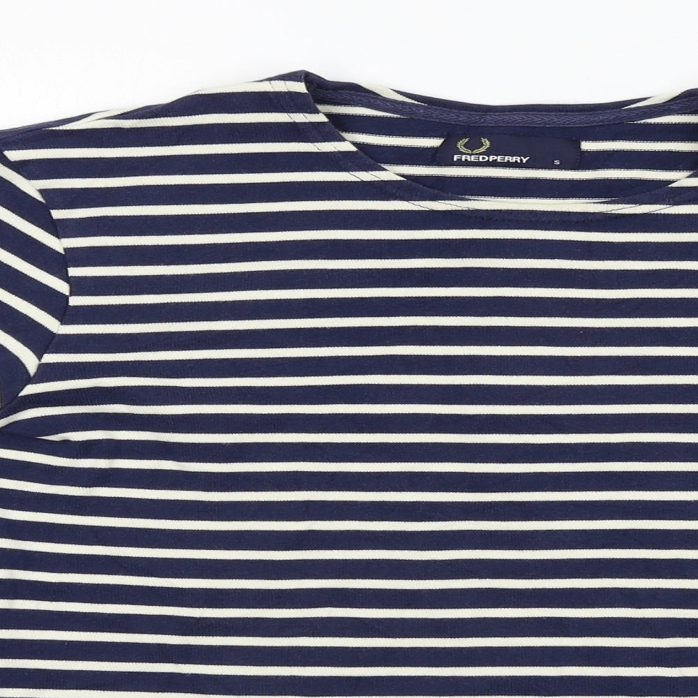 Fred Perry  Mens Blue Striped   T-Shirt Size S