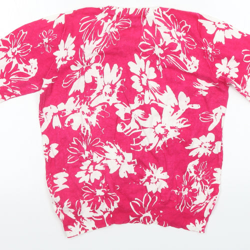 Papaya  Womens Pink Floral  Cardigan Jumper Size 14