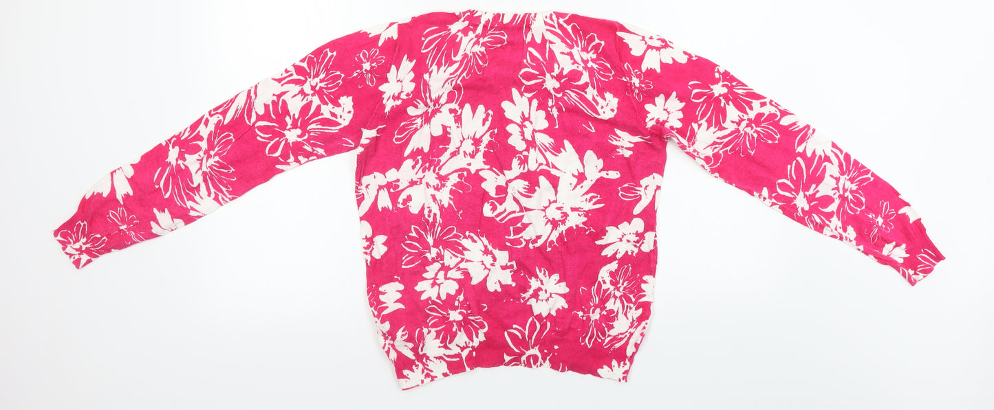 Papaya  Womens Pink Floral  Cardigan Jumper Size 14