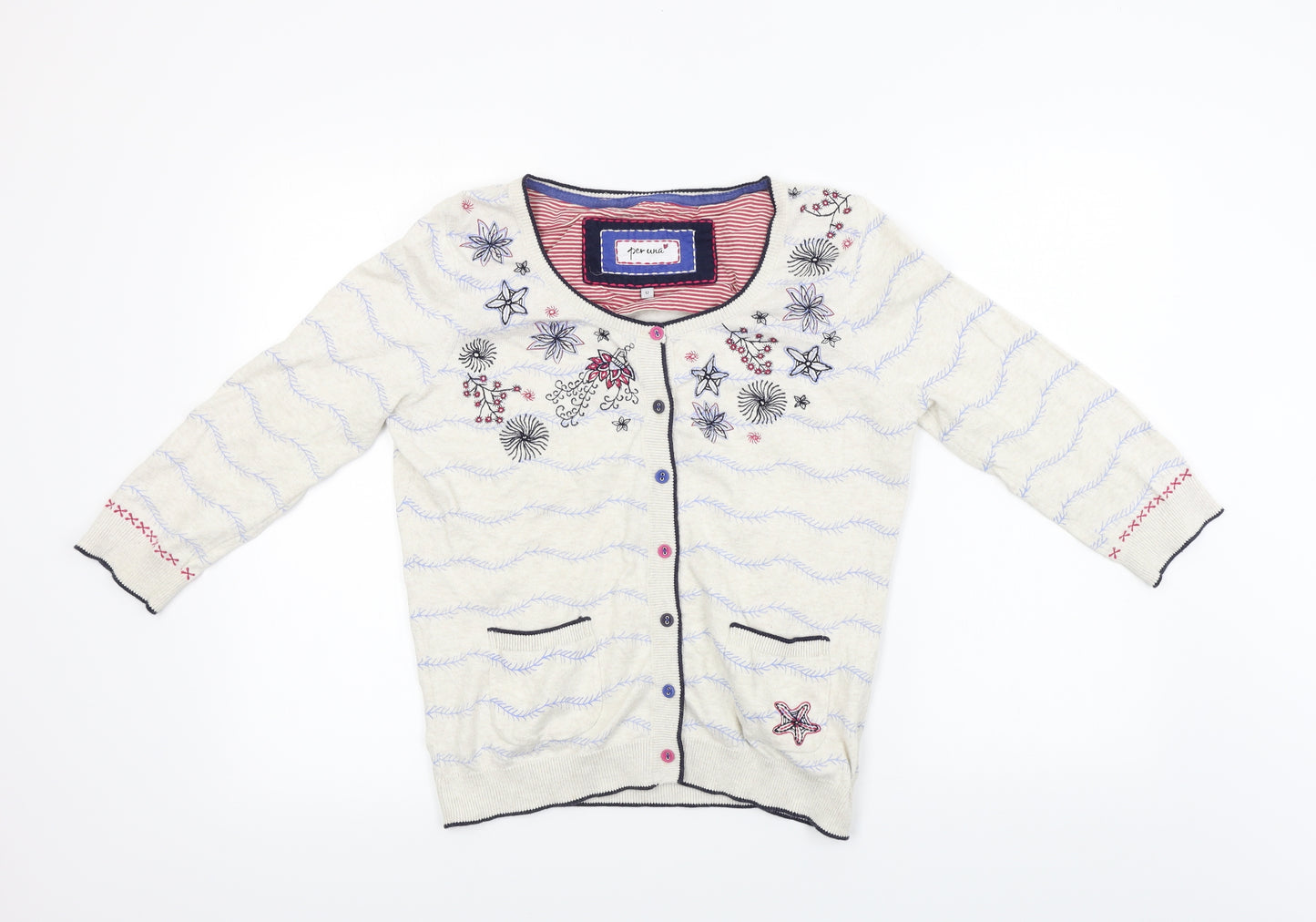 Marks and Spencer  Womens Beige Floral  Cardigan Jumper Size 12
