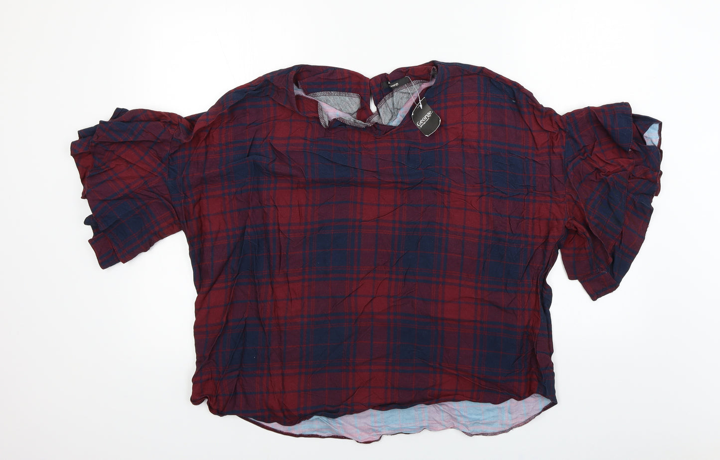 George  Womens Red Check  Basic T-Shirt Size 18