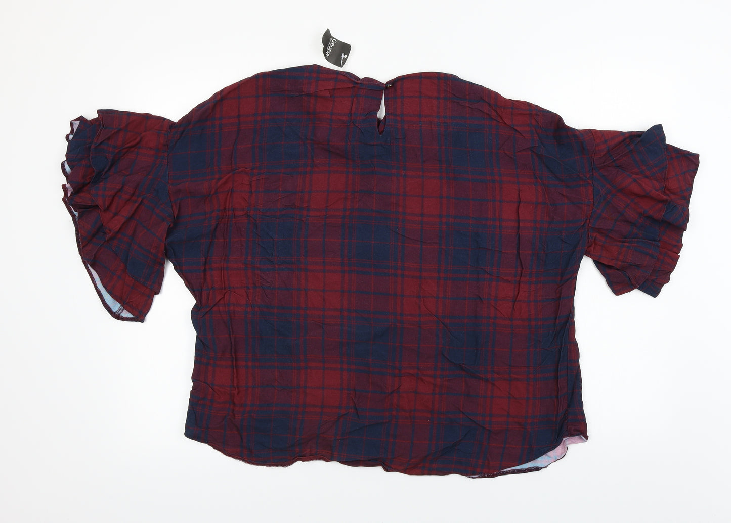 George  Womens Red Check  Basic T-Shirt Size 18