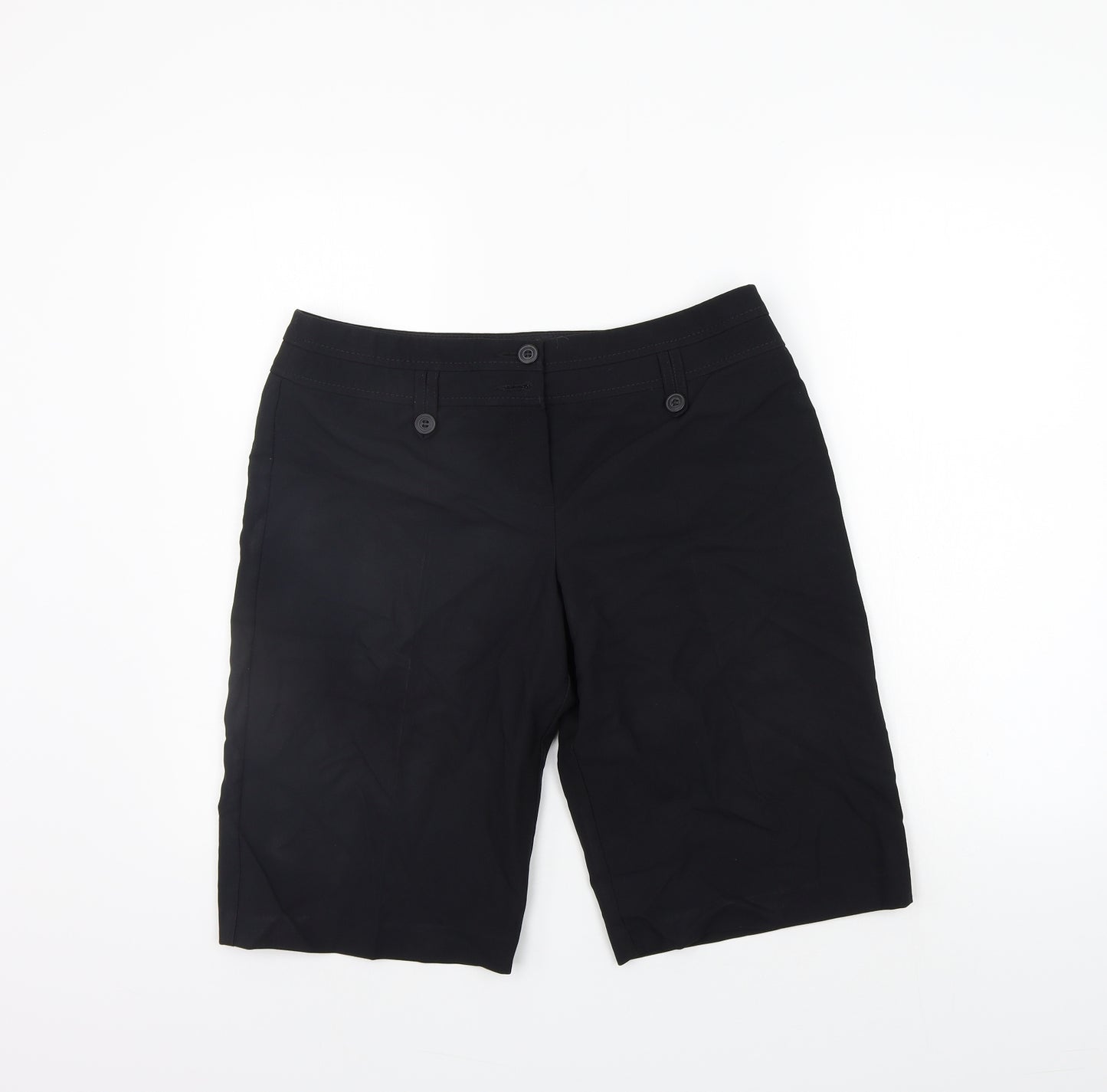 Marks and Spencer Womens Black Houndstooth  Chino Shorts Size 12