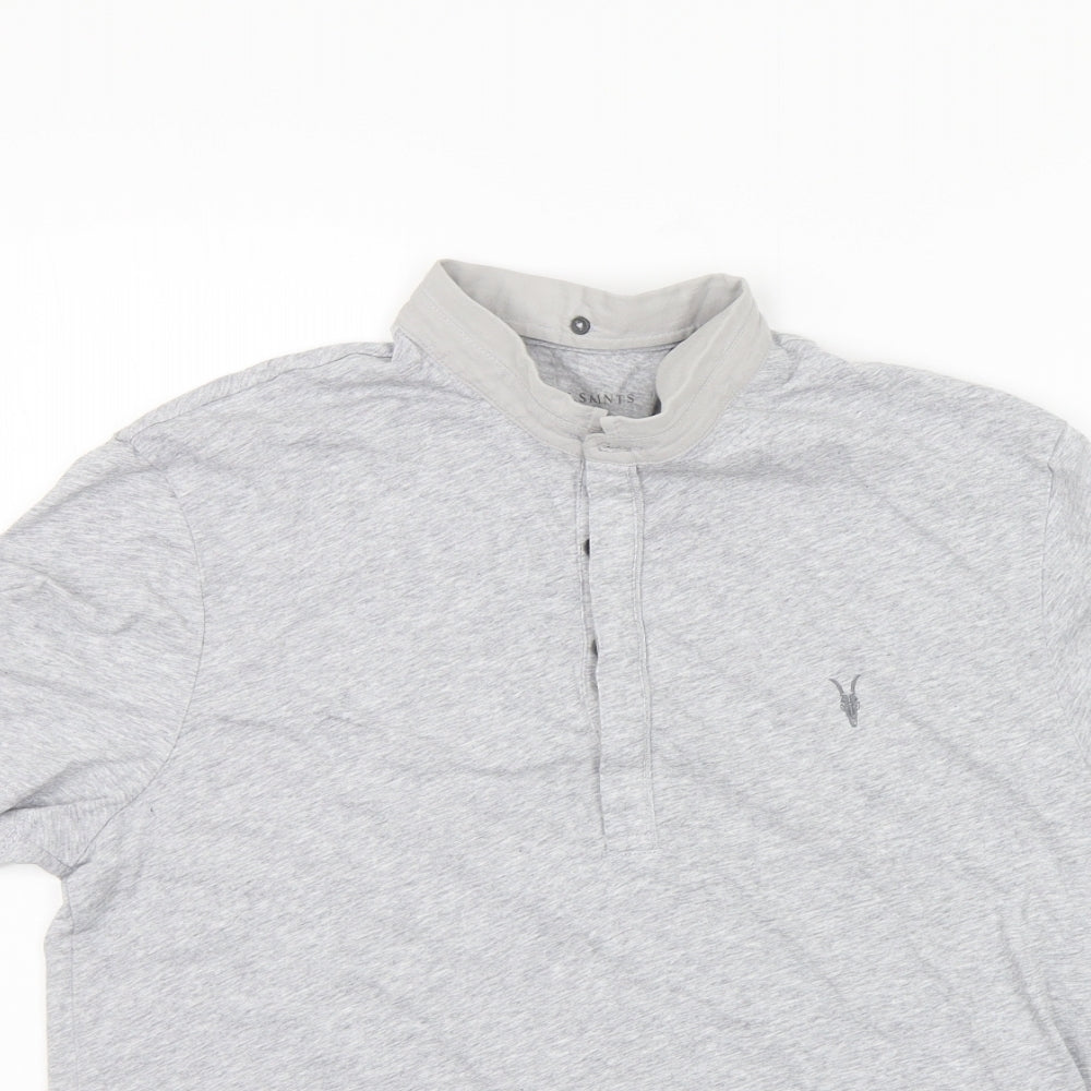 AllSaints Mens Grey Houndstooth   Polo Size M