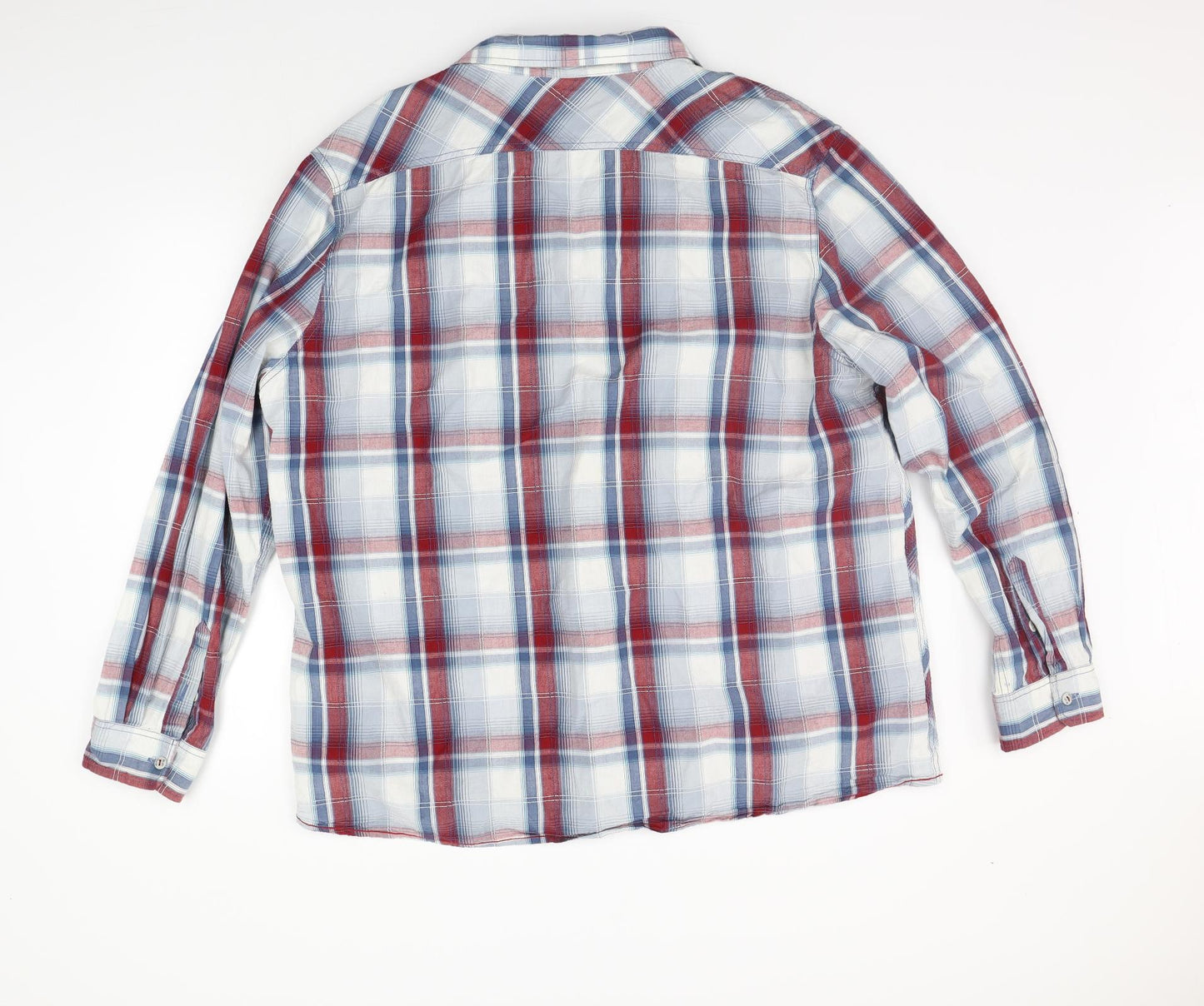 George Mens Blue Check   Button-Up Size 4XL