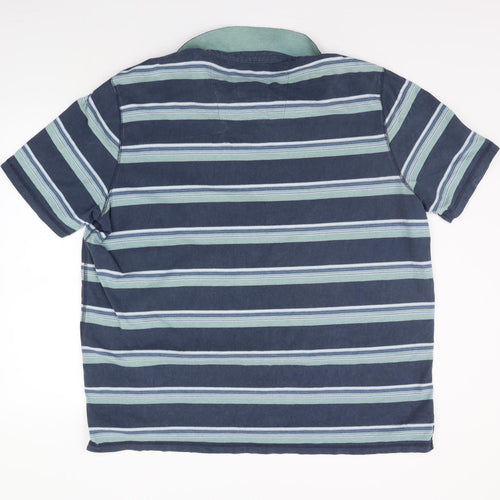 BOSTON CREW Mens Blue Striped   Polo Size 3XL