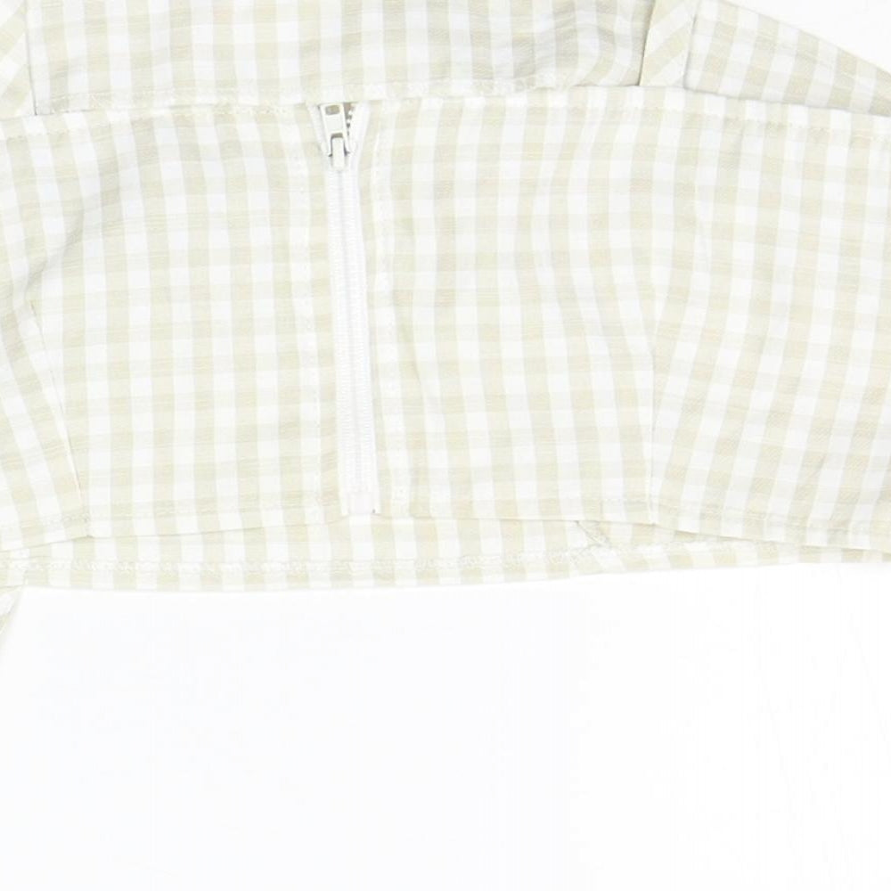 Missguided Womens Beige Check  Basic Tank Size 6