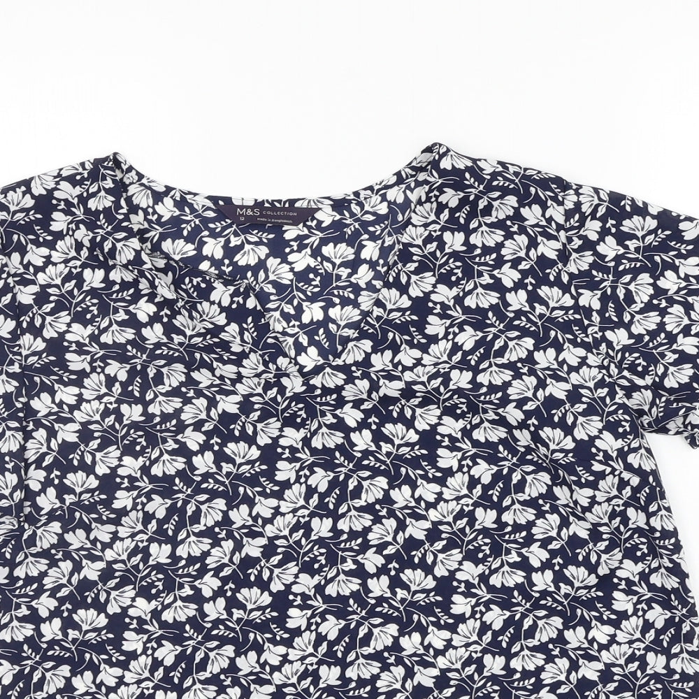 Marks and Spencer Womens Black Geometric  Basic Blouse Size 12