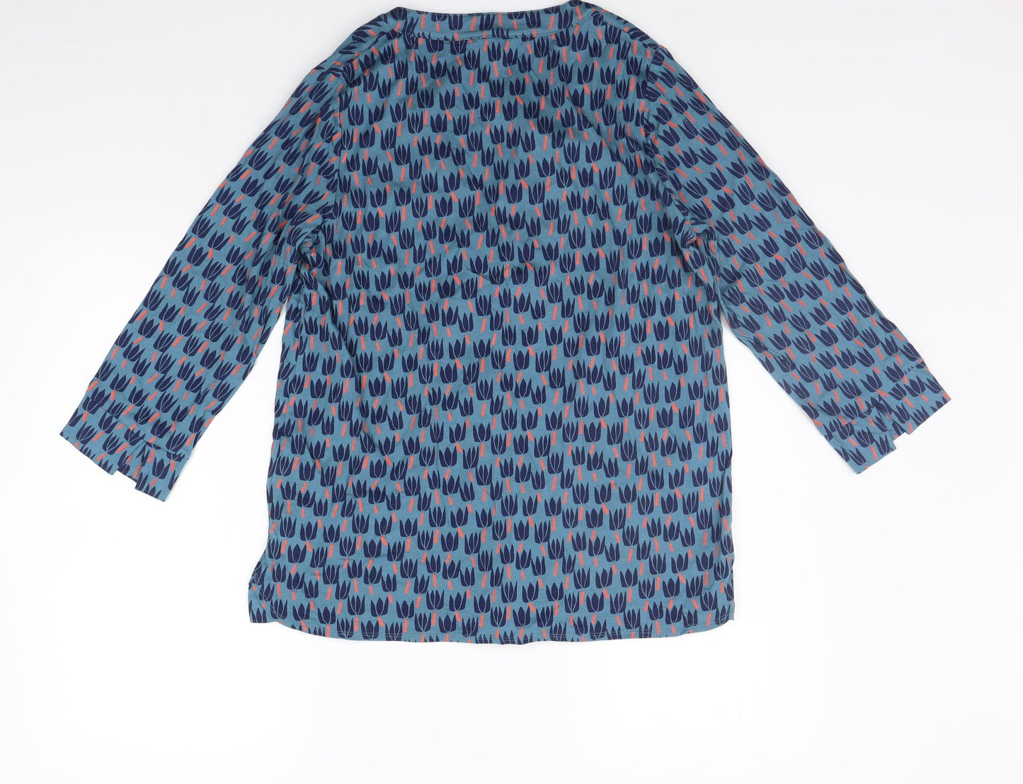 White Stuff Womens Blue Geometric  Basic T-Shirt Size 12