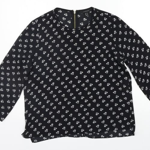 Atmosphere Womens Black Geometric  Basic Blouse Size 10