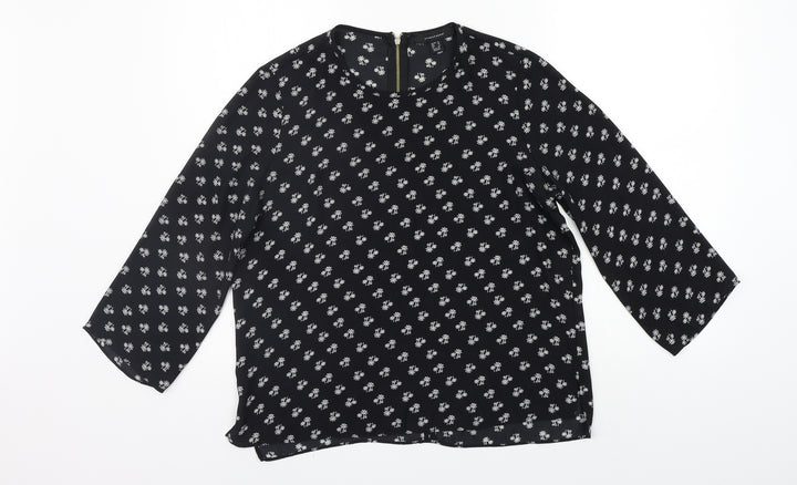 Atmosphere Womens Black Geometric  Basic Blouse Size 10