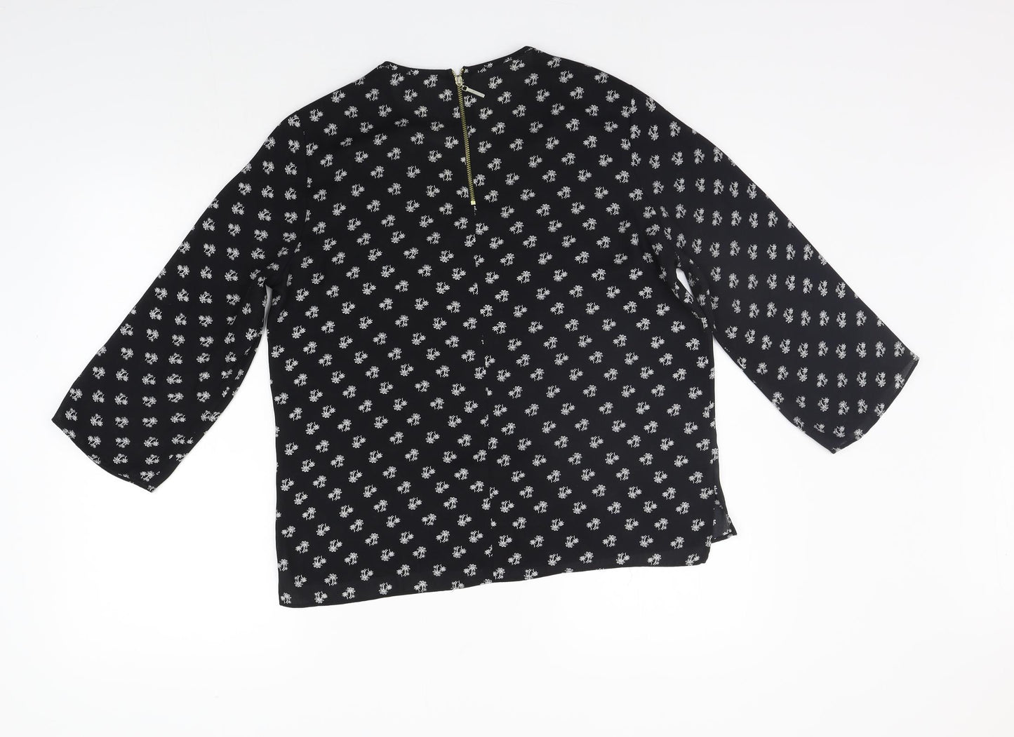 Atmosphere Womens Black Geometric  Basic Blouse Size 10