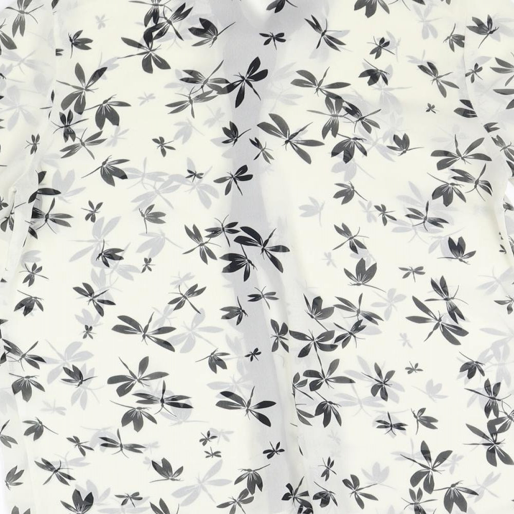 Atmopshere Womens White Floral  Basic Button-Up Size 10