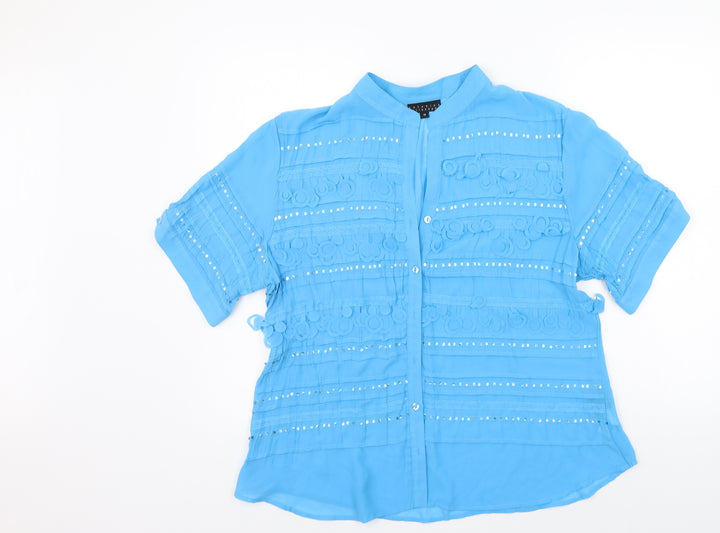 antonino philosophy Womens Blue Basic Button-Up Size 18 - SEQUIN