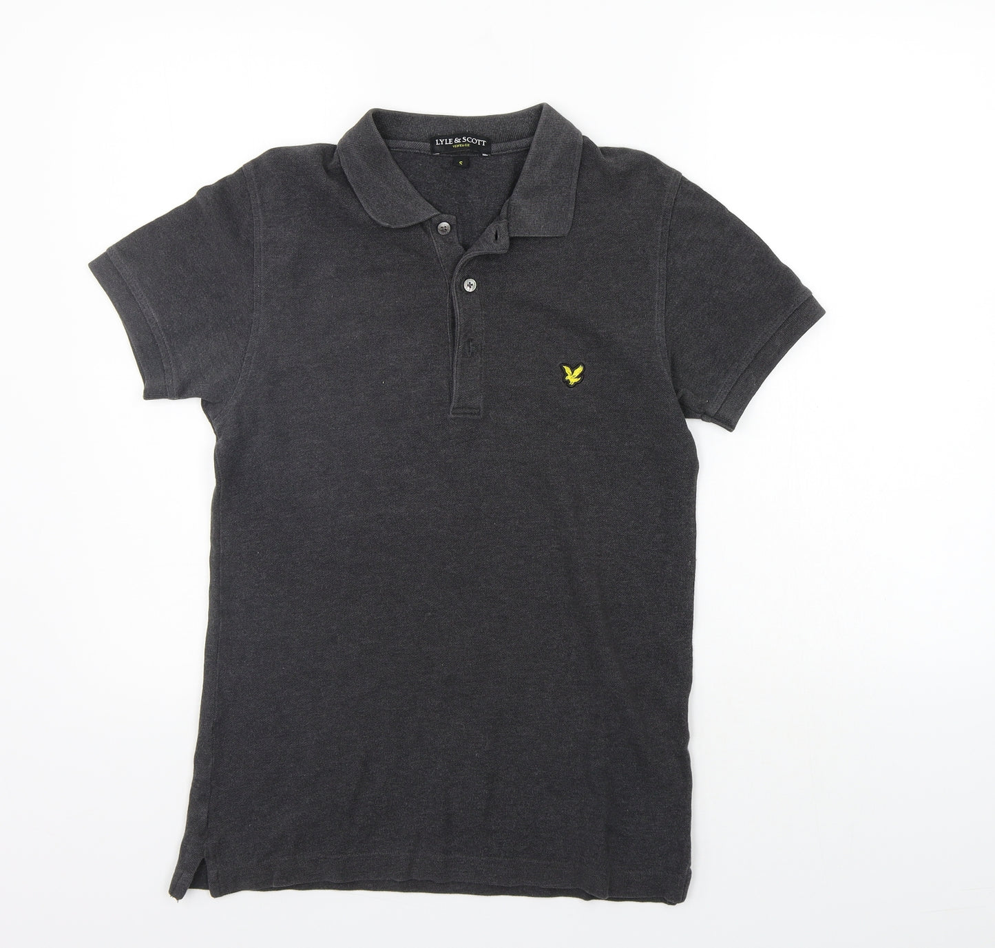 Lyle & Scott Mens Grey Herringbone   Polo Size S