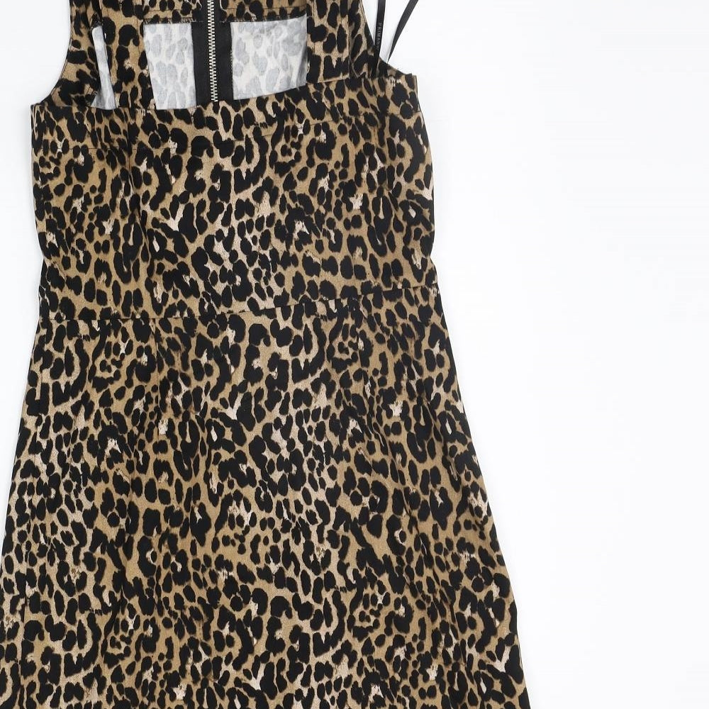 Primark Womens Beige Animal Print  A-Line  Size 10
